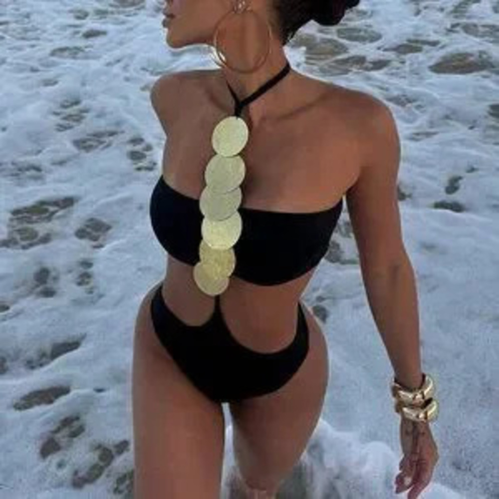 Black Once piece womens swimsuit vacation beach